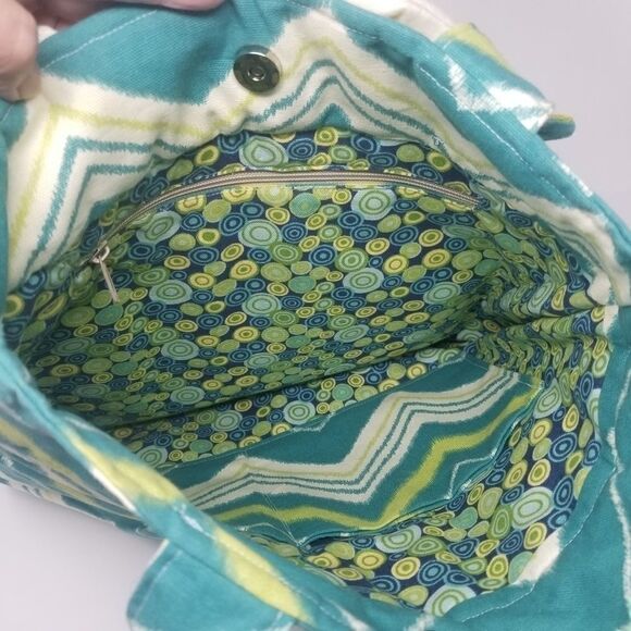 Lightweight Canvas Chevron Bag with Fabric Rose - Picture 12 of 16